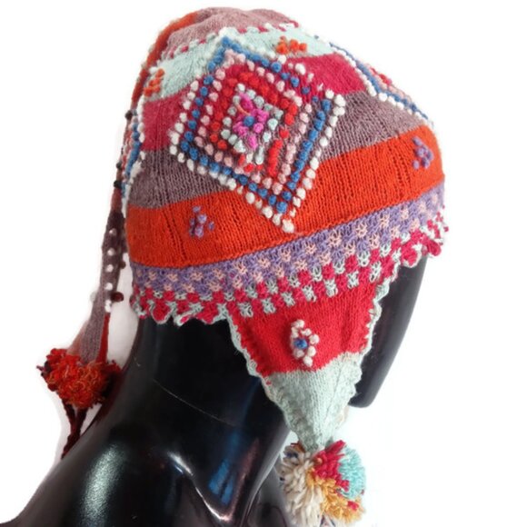 Chullo Cola Unisex Knitted Sheep Wool Winter Warm Andean Mountains Cusco